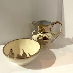 Sandland Luster Ware Silver Creamer and Sugar Bowl| Lancaster England | Vintage